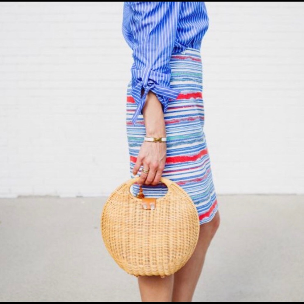 Pencil in bright stripes. Fully lined.